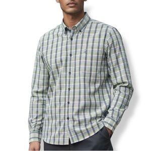 Vintage 90s-Y2K Ben Sherman Green Blue Plaid Men's Shirt Size Large